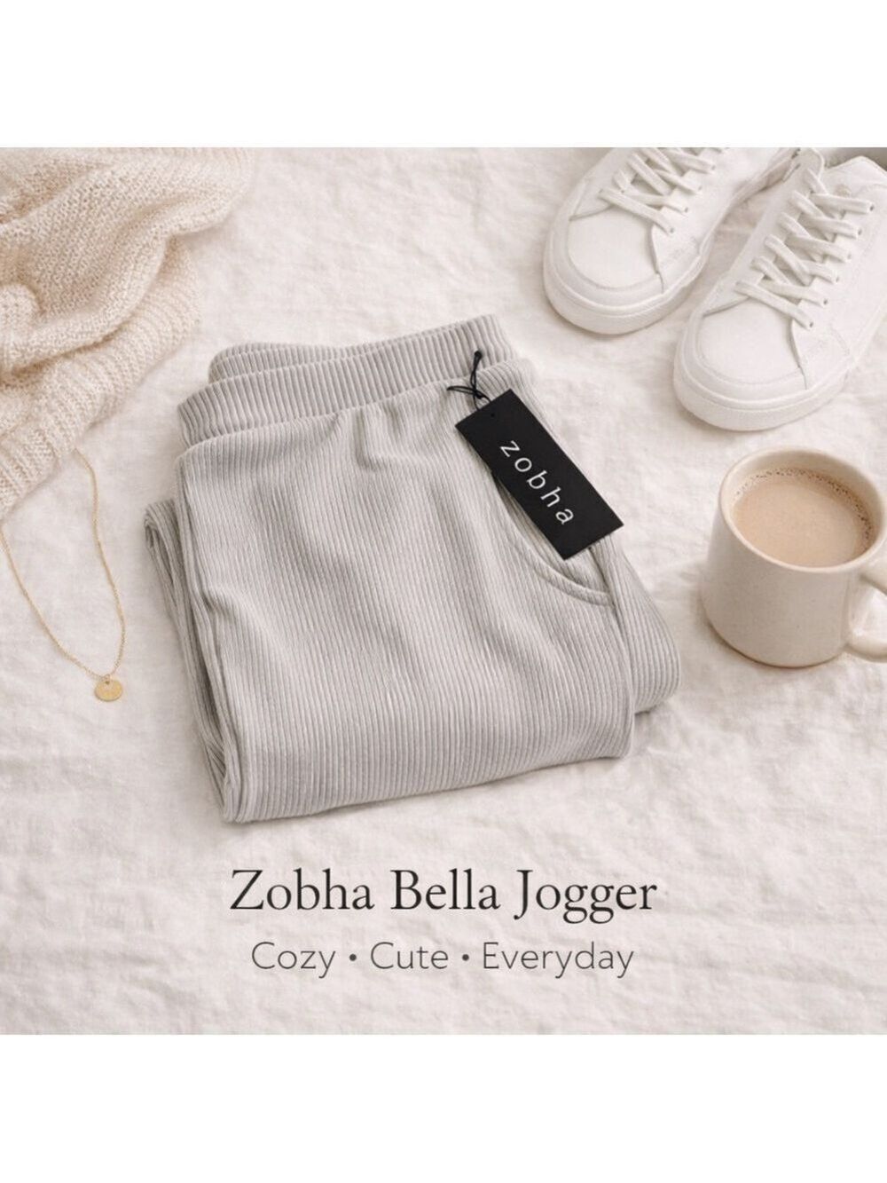 NWT Zobha Bella Jogger Heather Grey Ribbed Soft Lounge Pants Size Small